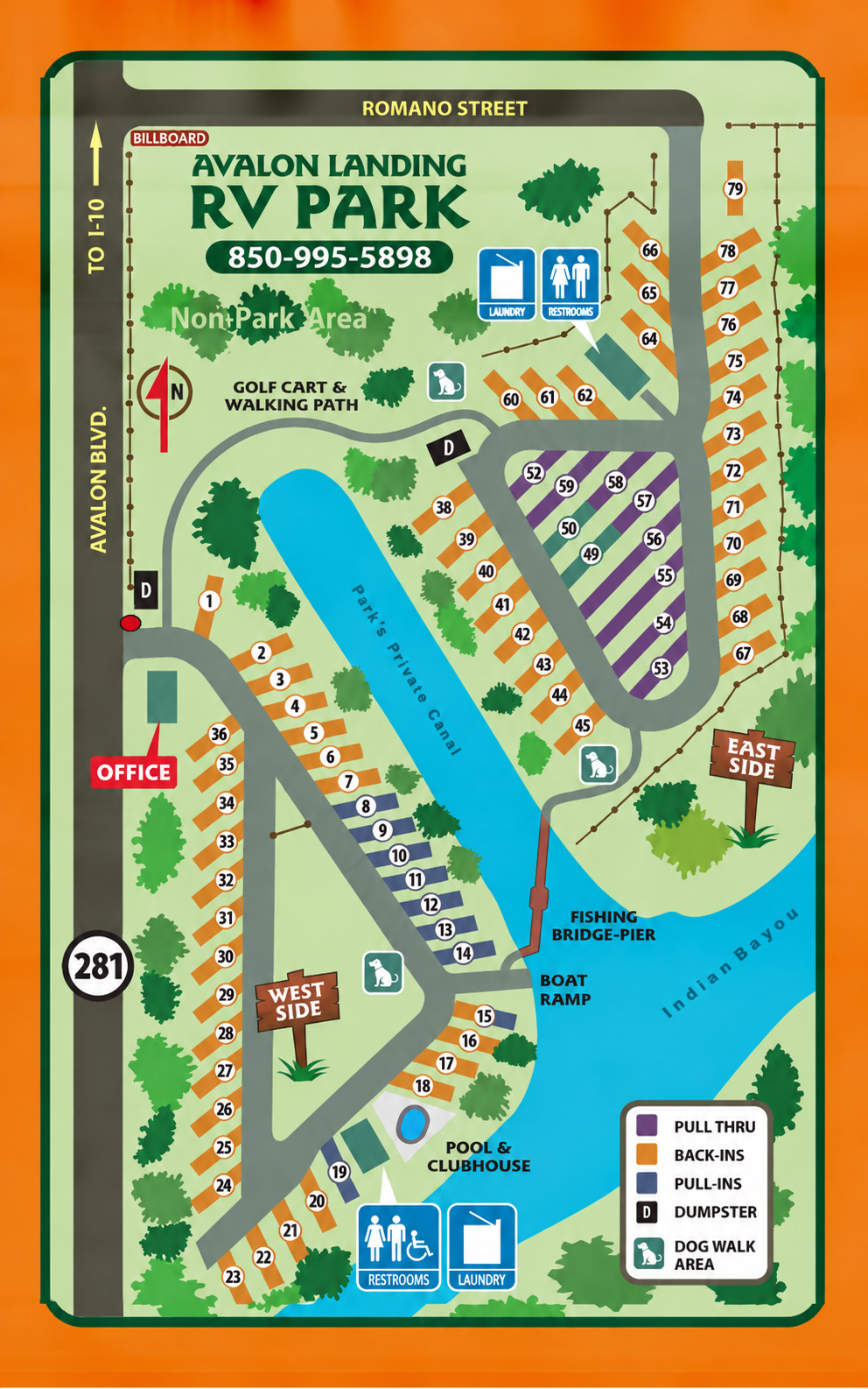 Avalon Landing RV Park Map